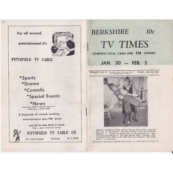 1965 Berkshire TV Times Guide | Marcel Marceau Cover | Local TV Listings - Picture 5 of 5